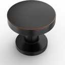 Amerdeco 10 Pack Oil Rubbed Bronze Cabinet Knobs 1.2 Inch(30mm) Single Hole Cabinet Handles Round Dresser Knobs Drawer Knob for Bathroom Cabinets