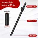 Set of 2 Speaker Poles for Subwoofer 34"-52" Height Adjustable Fits M20 Threaded Mount and 35mm Mount, Speaker Extender with M20 to 35mm Adapter