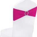 Peomeise 25pcs Fuchsia Spandex Chair Sashes with Buckle Slider for Wedding, Party Decoration