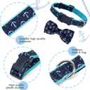 Azuza Anchor Dog Collar with Bow Tie, Soft and Comfortable Adjustable Bowtie for Medium Dogs