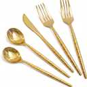 MirthMood 60 PCS Gold Plastic Silverware, Gold Disposable Utensils Include 20 Plastic Knives,20 Forks, and 20 Spoons, Premium Heavy Duty Disposable Silverware for Weddings,Parties, and Events.