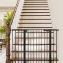 Cumbor 36" Extra Tall Baby Gate for Stairs, 29.7-48" Wide Dog Gates for Doorways, Auto Close Safety Gate for Babies and Pets, Easy Install, Pressure Mounted, Fits Doorways, Stairs, Entryways, Black (29.7-48"W x 36"H)