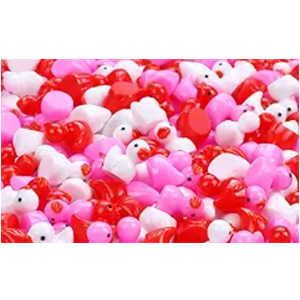 100 Pcs Valentines Mini Resin Ducks Valentine's Day Small Little Resin Ducks Bulk to Hide Tiny Miniature Figures for Micro Garden Landscape Decoration Adults Craft Party Favors