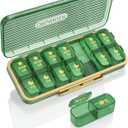 Pill Organizer 2 Times A Day, 7 Day Am Pm Pill Box - Acedada Weekly Pill Organizer with Separate Container, Portable Daily Medicine Planner Dispenser Case for Vitamin, Fish Oils, Supplements, Green