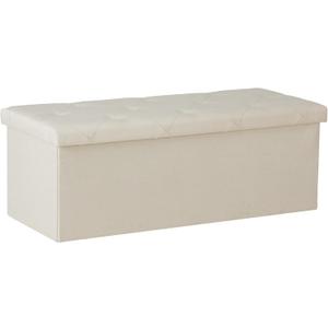 Dumos 43in Foldable Storage Ottoman Bench, Storage Chest, Large End of Bed Foot Rest Stool with Padded Seat, Bedroom Bench for Living Room, Support 660lbs, Camel
