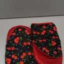 Slohif Cherry Mini Oven Mitts Set  Red Extended Short Heat Resistant Kitchen Gloves for Women, 100% Cotton Oven Mitts with Silicone Grips, Non-Slip and Thick Durable for Cooking & Baking (Black)