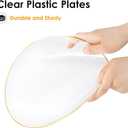 Lullaby 100PCS Clear Plastic Plates with Gold Rim, Includes 50pcs Dinner Plate 10 and 50pcs Dessert Plate 7, Disposable Heavyduty Plates for Birthdays, Parties and Wedding