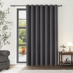 ChrisDowa Room Divider Curtain 96 Inches Long, Wide Blackout Sliding Door Curtain for Bedroom, Room Darkening Privacy Window Curtain for Patio Door (1 Panel Set, Dark Grey, 100 x 96 Inch)
