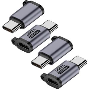 AreMe Micro USB 2.0 to USB C Adapter (4 Pack), Micro USB Female to USB Type C Male Converter Connector Support Charge Data Sync for Galaxy Type-C Phones, Tablets and More (Grey)