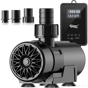 Hygger 15W-100W Water Pump with Controller (Up to 3430GPH), Submersible/Inline Return Pump with Adjustable Mode/Flow, 2 Fountain Pump with 2 Inlet Cover and 3 Nozzles, for Fish Tank, Pond, Aquarium