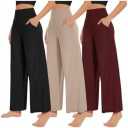 NEW YOUNG 3 Pack Women's Wide Leg Pants with Pockets High Waist Loose Sweatpants Casual Lounge Yoga Workout Palazzob 2XL