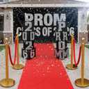 Yexiya 16 Pcs 2026 Prom Graduation Decoration Kit with Gold Stainless Steel Stanchions with Red Ropes and 27.8 X3.28 ft Red Carpet Runner Prom Box Column Tape Photo Booth for Birthday Party College