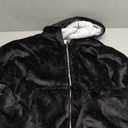 Stampdecal Oversized Black Zipper Comfy Wearable Blanket, Big Sherpa Fleece TV Zip Up Hoodie Sweatshirt for Adults Women Men Girls Teens, M