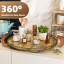 Lazy Susan Turntable Organizer for Table Top, 21 Round Wooden Lazy Susan for Cabinet Kitchen Countertop Pantry Dining Coffee Table for Condiments Spices, Rustic Bathroom Vanity Tray for Soap Candle