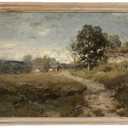 Rustic Farmhouse Wall Art Decor - 24x36 Large Unframed Rolled Canvas - Landscape Forest Pictures Bedroom - Rustic Vintage Decor Bedroom - Antique French Poster - Neutral Country Abstract Oil Painting (Fine Art 01)