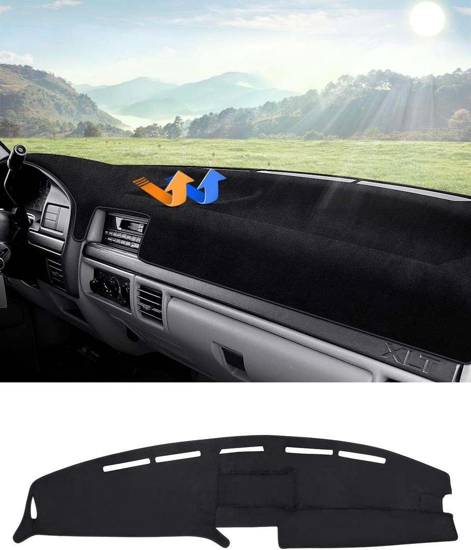 Autorder Dashboard Cover Mat for 1992-1996 Ford F150 F250 F350 Accessories Dash Cover Flannel Dash Mat Sunshade Glare UV Rays Protector