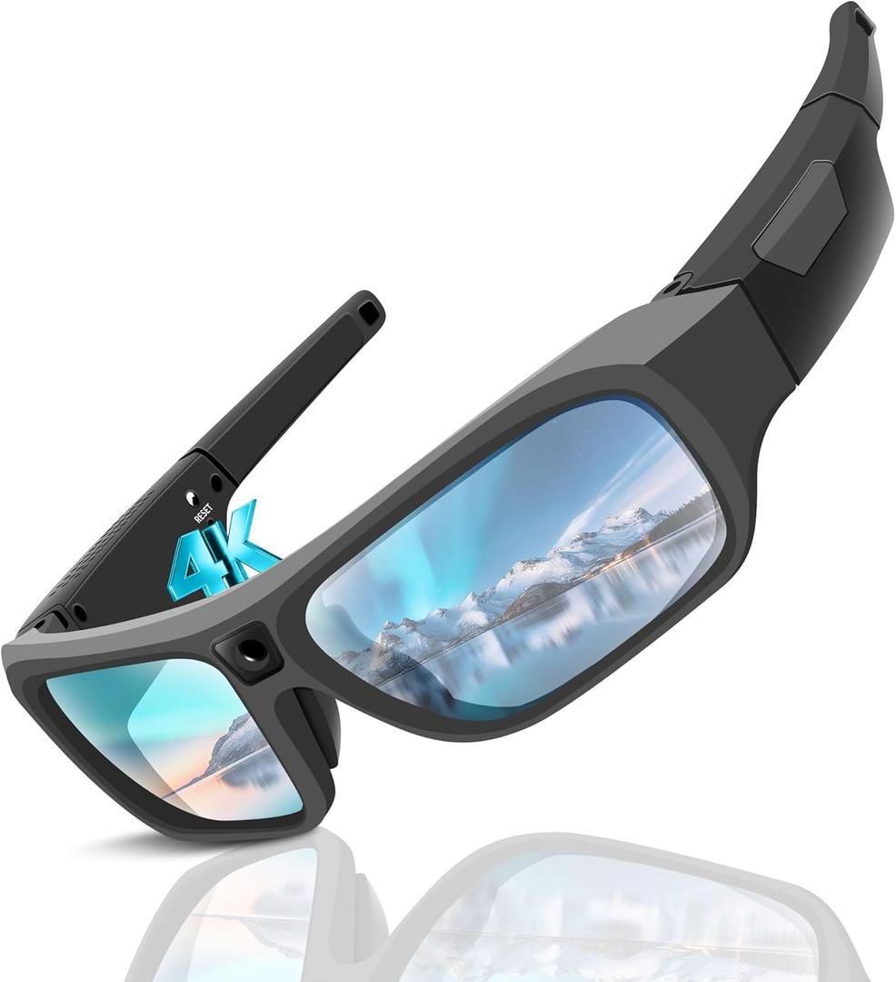 2026 Next-Gen Camera Glasses 4K, Smart Glasses Camera for Men Women, Smart Sunglasses with UV400 Protection, Video Glasses for Outdoor Activities, Hiking, Cycling, Riding, Climbing, Driving