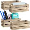 Tatuo 3 Pack Magnetic Whiteboard Marker Holder Burnt Wood Dry Erase Marker Holder for Whiteboard, Desktop Office Supplies Organizer Crates(Burly Wood)