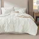 Bedsure Full Comforter Set Ivory - Bed in a Bag Full Size Bedding Set 7 Pieces, GentleSoft Pintuck Bed Set Gift for Family, Pinch Pleat All Season Comforter with Sheets, Pillowcases & Shams