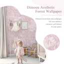 Dimoon 17.3" X 98.4" Peel and Stick Wallpaper Pink White Modern Forest Floral Wallpaper Renter Friendly Waterproof Removable Self Adhesive Wall Paper Bedroom Livingroom Cabinets Vinyl