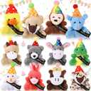 12 Pcs Birthday Mini Plush Toys Small Stuffed Animals with Hat for Student Classroom Reward Gifts, Return Gifts for Birthday Party Goodies Bag Fillers Party Decor