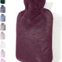 Qomfor Hot Water Bottle with Soft Cover - 1.8L Large - Classic Hot Water Bag for Pain Relief, Neck and Shoulders, Feet Warmer, Menstrual Cramps, Hot and Cold Therapy - Great Gift for Women - Plum (Relaxing Rose)