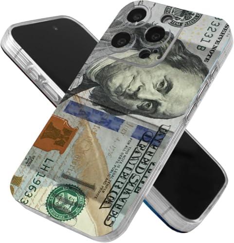 Fenytusi One Hundred Phone Case Compatible with iPhone 15 Pro Max Money 100 Dollar Bill Soft Silicone Phone Shockproof Cover for Men Women