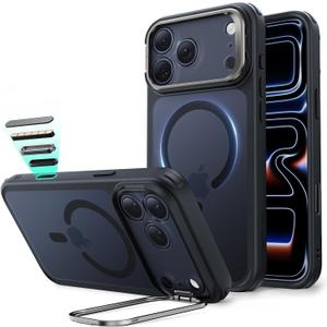 ESR for iPhone 17 Pro Case with Stand, Camera Control Cover Compatible with MagSafe, Military-Grade Drop Protection Magnetic Phone Case for iPhone 17 Pro, Scratch-Resistant Back Cover, Frosted Black