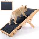 Wood Dog Ramp for Bed, 5-Level Adjustable Height (10" to 21") Pet Ramp with Non-Slip Surface for Couch, Bed and Car, Foldable Dog Stairs for Small, Medium to Large Dogs, Up to 200LBS