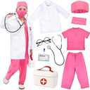 Toylink Kids Doctor Costume Pretend Play Kit with Lab Coat Carrying Bag Accessories Halloween Doctor Dress up for Boys Girls, (Without a first aid kit), 120