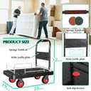 Platform Truck Cart with 3 Fence, 28"x19" Flatbed, 1100lbs Capacity Heavy-Duty Foldable Push Dolly Cart with Swivel Wheels, Foldable & Portable for Groceries, Garage,Home,Office Use, Black