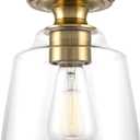Kira Home Baron 9" Modern Farmhouse Semi Flush Mount Ceiling Light + Schoolhouse Glass Shade, Cool Brass Finish