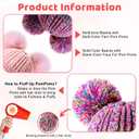 HAITHO Winter Hat for Kids Toddler Children, Girls Beanie with Double Pom Pom Warm Fleece Lined, Girls Accessories Knit Cap (Multicolor)
