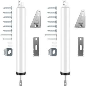 2 PCS Screen and Storm Door Closer Kit, Heavy Duty Pneumatic Screen and Storm Door Closer, Screen and Storm Door Push Button Latch Set Replacement Kit, Adjust Smooth Closing Speed (White)