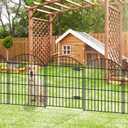 FOREHOGAR Metal Garden Fence with Gate 36in (H) x 23.3ft (L), 1 Gate+ 9 Panels Dog Fence Border Fence Animal Barrier, No Dig Garden Fencing for Yard Flower Bed Lawn Patio Outdoor, ECG3610, Black