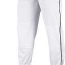 CHAMPRO Men's Triple Crown Classic Baseball Pants with Side Piping (4X-Large, White, Black)