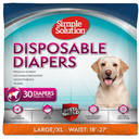 Simple Solution Disposable Dog Diapers, Female Dog Diapers, Puppy Potty Training, Incontinence and Heat Cycle Protection, Large Diapers for Dogs, 18-27 Inch Waist, 30 Count