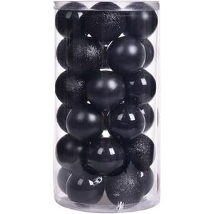 GOODLYGHTS Christmas Ball Ornaments, 3.15" Shatterproof Halloween Tree Decorations, Perfect Hanging Ball for Indoor/Outdoor Holiday Party Decor (Black)