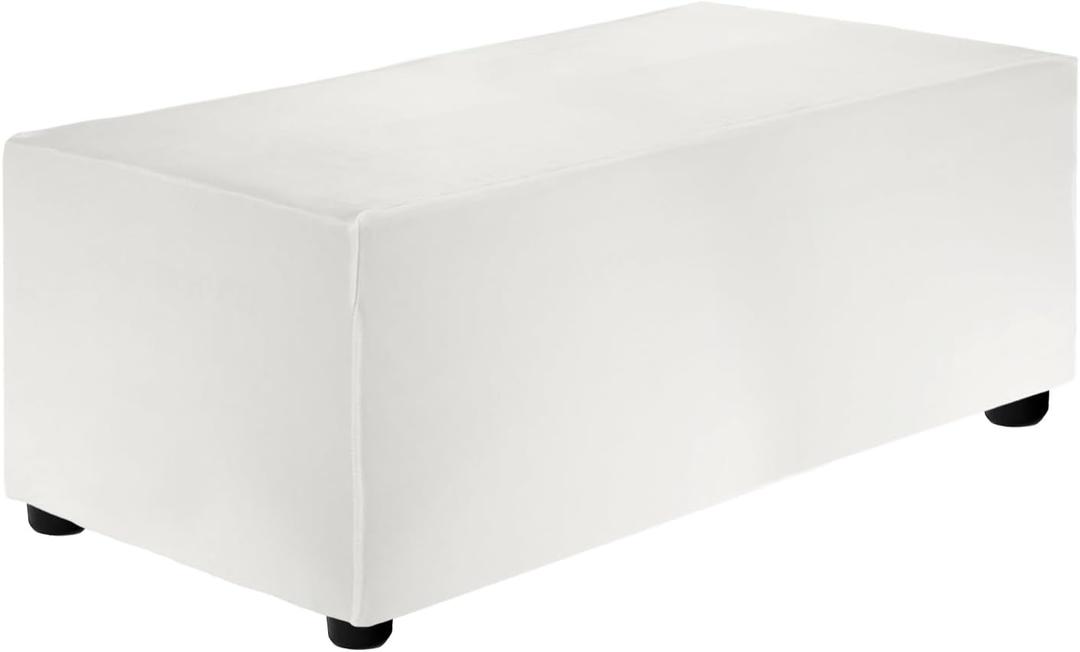 uxcell Stretch Foot Stool Cover Rectangular Square Foot Stool Slipcover with Elastic for Footstool Living Room Bedroom Fit Length 83-101cm / 32.68"-39.76", M-Large, White