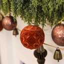 53 Pcs Velvet Christmas Ornaments Set, Brown Flocked Christmas Balls with Christmas Bells Decor and Paper Ornaments, Shatterproof Hanging Xmas Tree Decorations Set for Holiday & Home Decor