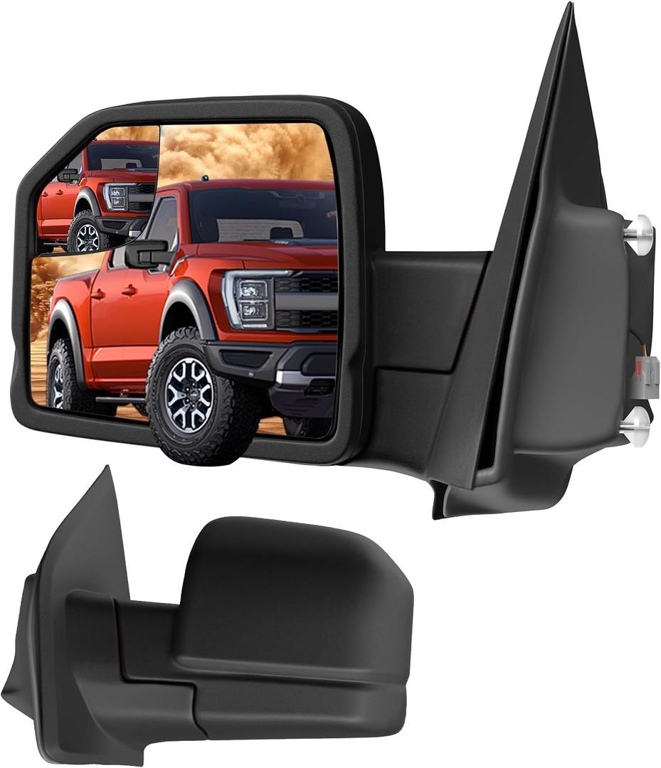 Left Driver Side Mirror with Blind Spot Glass Power for 2015-2020 Ford F-150, Door Mirror without Turn Signal Light Non-Heated, Replacesment FL3Z17683AK