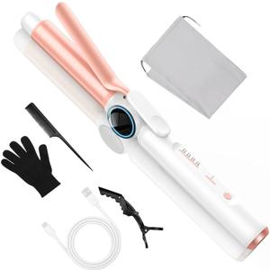 Cordless Curling Iron 9000 mAhUSB Rechargeable, 4 Temps Setting Cordless Hair Curlers, 280F-400F Travel Cordless Curling Wand, Wireless Ceramic Hair Styling Tools Hot Rollers Hair Curlers
