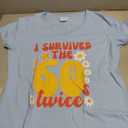Womens I Survived The Sixties Twice, 70th Birthday Joke grandparent V-Neck T-Shirt (Blue, M)
