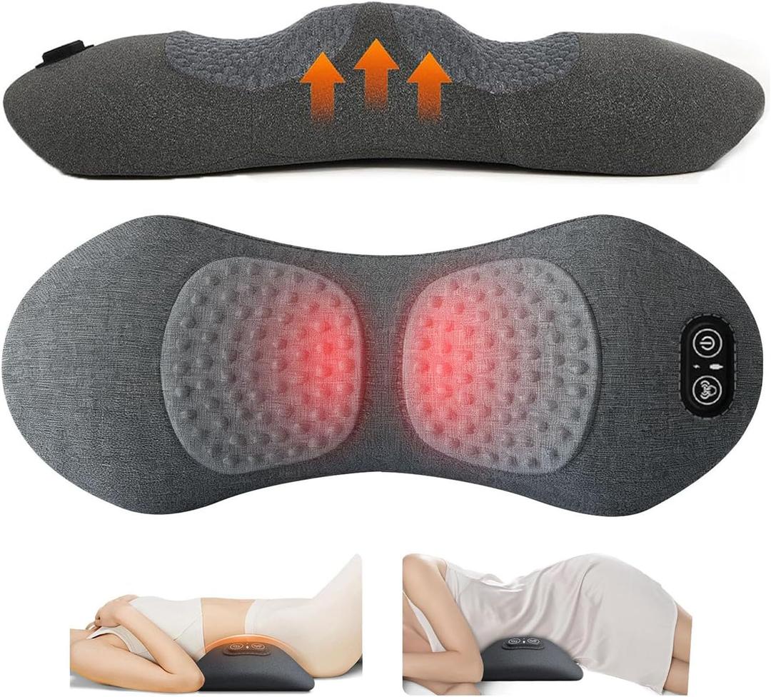 3 in 1 Smooth Spine Triple Fusion Back Massager with Heat, Vibration & Adjustable Traction Lumbar Massager for Sciatica Lower Back Pain Relief and Spine Support Use on Bed or Chair(Black)