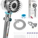 Filtered Shower Head with Handheld, High Pressure Water Flow Showerhead, with Shower Head Filter for Hard Water Boosting, with ON/OFF Switch and Rotatable Head (Silver gray)