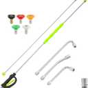 M MINGLE Pressure Washer Extension Wand 120 Inch, Stainless Steel Power Washer Lance with Threaded Connection, Custom Reverse Trigger Gun, 5 Nozzles, 30/90/120 Curved Rods, 4000 PSI