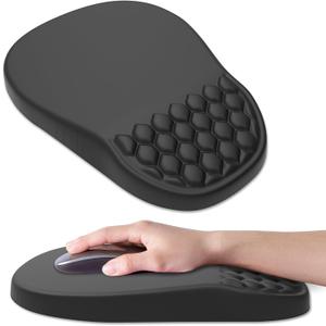 Ergonomic Mouse Pad Wrist Support, with Memory Foam & Non-Slip PU Base, Comfortable Massage Design Mouse Pad Relieve Wrist Fatigue&Pain, Suitable for Computer, Office and Home(01Black)