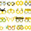 Threan 32 Pieces Bee Party Supplies Bulk Bee Glasses Honeycomb Sunflower Paper Eyeglasses for Summer Flower Birthday Party Baby Shower Costume Photo Booth Props Decorations Supplies
