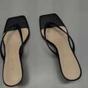 Goderci Kitten Flip Flop Thong Low Heels for Women Square Open Toe Slip On Heeled Sandals (Black), size 7.5