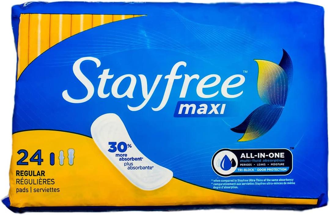 Stayfree Reg Maxi Pad 24c Size 24ct Stayfree Regular Maxi Pad 24ct (24 Count (Pack of 1))